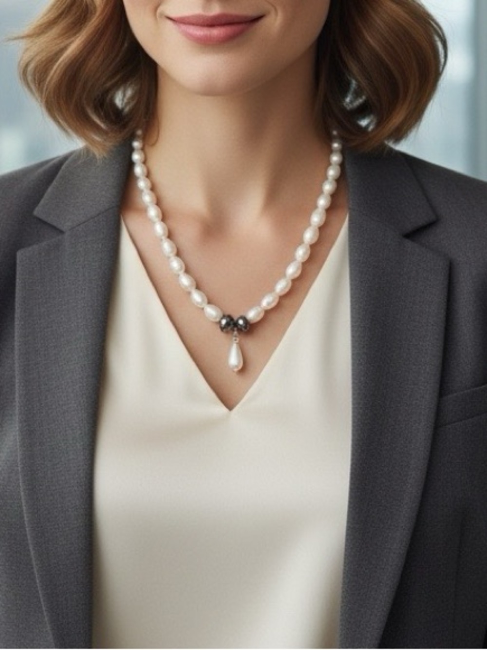 Baroque Pearl Necklace with Silver Accents